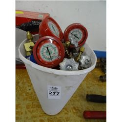 Tub Lot of A/C Gauges