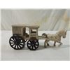 Image 2 : ANTIQUE CAST IRON HORSE W/ MILK WAGON