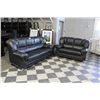 Image 1 : BLACK TUFTED LEATHER 3 SEAT SOFA & LOVESEAT SET