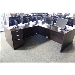 MIDNIGHT OAK L-SHAPE EXECUTIVE DESK ( REVERSIBLE RETURN )