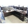 Image 2 : MIDNIGHT OAK BOW FRONT L-SHAPE EXECUTIVE DESK ( REVERSIBLE RETURN )