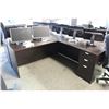 Image 2 : MIDNIGHT OAK BOW FRONT L-SHAPE EXECUTIVE DESK ( REVERSIBLE RETURN )