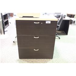 MIDNIGHT OAK / MAPLE TOP 3 DRAWER LATERAL FILE CABINET