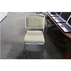 BEIGE METAL FRAMED STACKING CHAIR