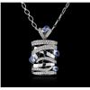 Image 1 : 14KT White Gold 3.60ctw Tanzanite and Diamond Pendant With Chain