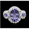 Image 1 : 14KT White Gold 3.26ctw Tanzanite and Diamond Ring
