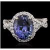 Image 1 : 18KT White Gold 4.09ct Tanzanite and Diamond Ring