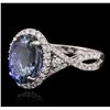 Image 2 : 18KT White Gold 4.09ct Tanzanite and Diamond Ring