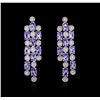 Image 1 : 14KT White Gold 3.78ctw Tanzanite and Diamond Earrings