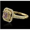 Image 2 : 14KT Yellow Gold 0.67ct Amethyst and Diamond Ring