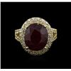 Image 1 : 14KT Yellow Gold 6.68ct Ruby and Diamond Ring