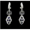 Image 1 : 18KT White Gold 4.20ctw Sapphire and Diamond Earrings