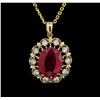 Image 2 : 14KT Yellow Gold 11.11ct Ruby and Diamond Pendant With Chain