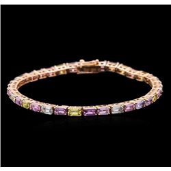 14KT Rose Gold 12.02ctw Multicolor Sapphire Bracelet