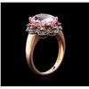Image 3 : 14KT Rose Gold 5.18ct Kunzite, Pink Sapphire and Black Diamond Ring