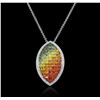 Image 1 : 14KT White Gold 7.72ctw Multi-Color Sapphire and Diamond Pendant With Chain