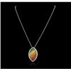 Image 2 : 14KT White Gold 7.72ctw Multi-Color Sapphire and Diamond Pendant With Chain