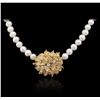 Image 1 : 14KT Yellow Gold 0.51ctw Diamond and Pearl Necklace