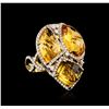 Image 2 : 14KT Yellow Gold 15.33ctw Citrine and Diamond Ring
