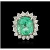 Image 1 : 14KT White Gold GIA Certified 10.73ct Emerald and Diamond Ring