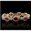 Image 2 : 14KT Yellow Gold 17.91ctw Ruby and Diamond Bracelet