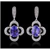 Image 1 : 14KT White Gold 3.70ctw Tanzanite and Diamond Earrings