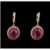 Image 1 : 14KT Yellow Gold 11.30ctw Ruby and Diamond Earrings