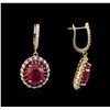 Image 2 : 14KT Yellow Gold 11.30ctw Ruby and Diamond Earrings