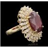 Image 2 : 14KT Yellow Gold 10.60ct Ruby and Diamond Ring