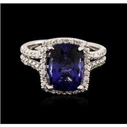 14KT White Gold 4.36ct Tanzanite and Diamond Ring