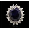 Image 1 : 14KT White Gold 11.66ct Sapphire and Diamond Ring