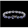 Image 2 : 14KT White Gold 21.76ctw Tanzanite and Diamond Bracelet