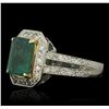 Image 2 : 18KT White Gold 2.77ct Emerald and Diamond Ring