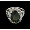 Image 1 : 14KT White Gold 6.58ct Green Sapphire and Diamond Ring
