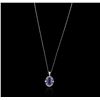 Image 2 : 14KT White Gold 15.20ct Tanzanite, Sapphire and Diamond Pendant With Chain