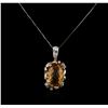 Image 2 : 18KT White Gold 18.12ct Citrine and Diamond Pendant With Chain