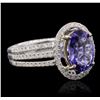 Image 2 : 14KT White Gold 2.14ct Tanzanite and Diamond Ring