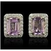 Image 1 : 14KT Two-Tone Gold 1.68ctw Amethyst and Diamond Earrings