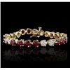 Image 1 : 14KT Yellow Gold 4.32ctw Ruby and Diamond Bracelet