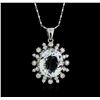 Image 1 : 14KT White Gold 6.73ct Aquamarine and Diamond Pendant With Chain