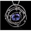 Image 1 : 14KT White Gold 3.92ct Tanzanite and Diamond Pendant With Chain