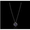 Image 2 : 14KT White Gold 3.92ct Tanzanite and Diamond Pendant With Chain
