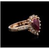 Image 2 : 14KT Rose Gold 1.42ct Ruby and Diamond Ring