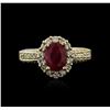 Image 1 : 14KT Yellow Gold 1.56ct Ruby and Diamond Ring