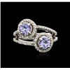 Image 1 : 14KT White Gold 1.28ctw Tanzanite and Diamond Ring