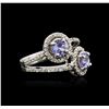 Image 2 : 14KT White Gold 1.28ctw Tanzanite and Diamond Ring