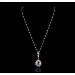 14KT White Gold 3.72ctw Tanzanite and Diamond Pendant With Chain