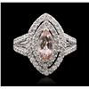 Image 1 : 14KT White Gold 1.20ct Morganite and Diamond Ring