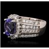 Image 2 : 14KT White Gold 3.88ct Tanzanite and Diamond Ring