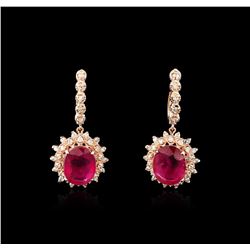 14KT Rose Gold 14.74ctw Ruby and Diamond Earrings